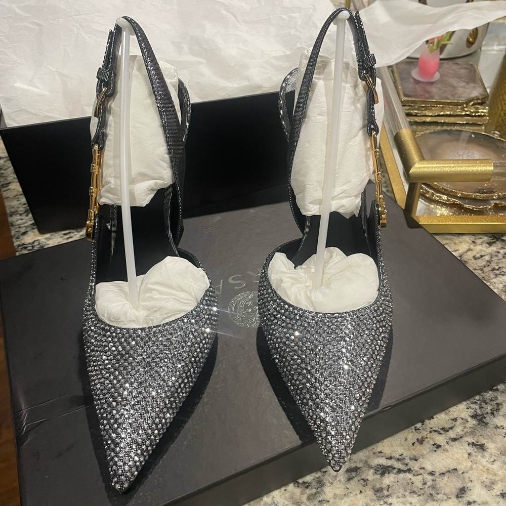 Elegant Versace Argento-Oro Sling Backs